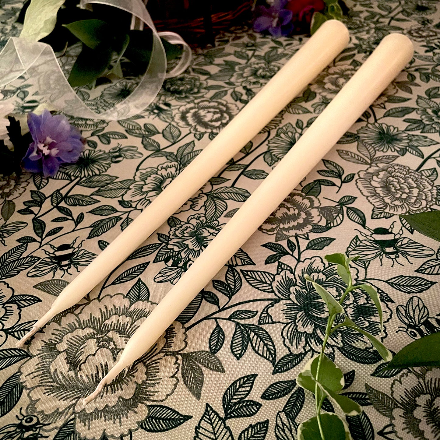 Modern Baptism Wedding Candles - Set of 2 (White Beeswax, 14 in)