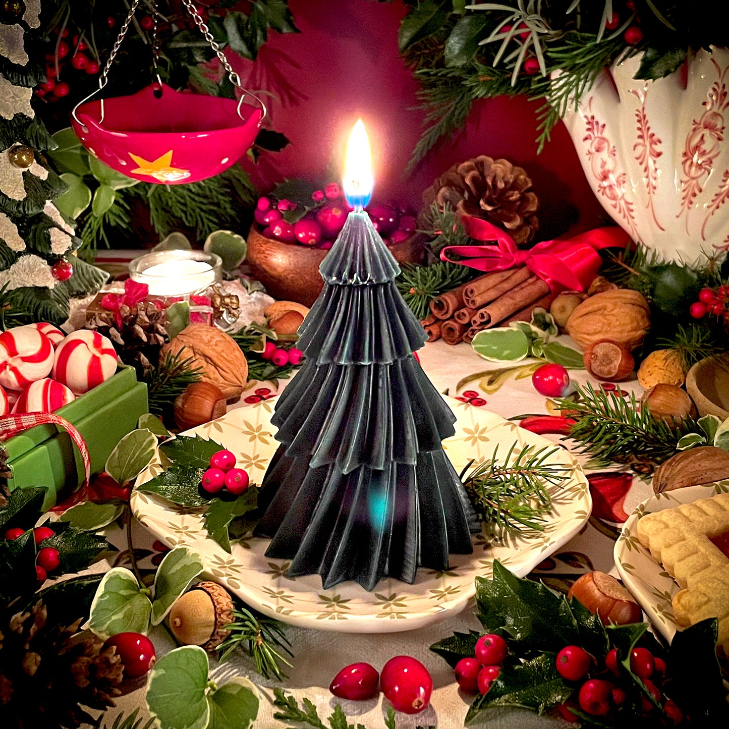 Twirling Tinsel Forest Fir Beeswax Candle