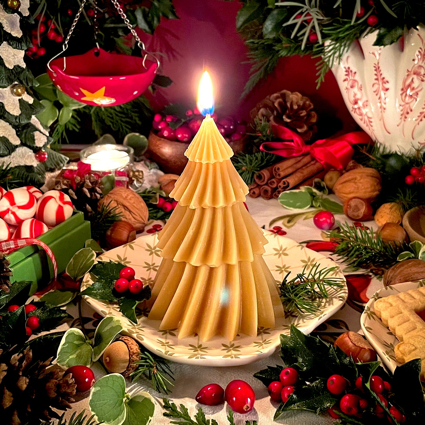 Twirling Tinsel Tree Beeswax Candle