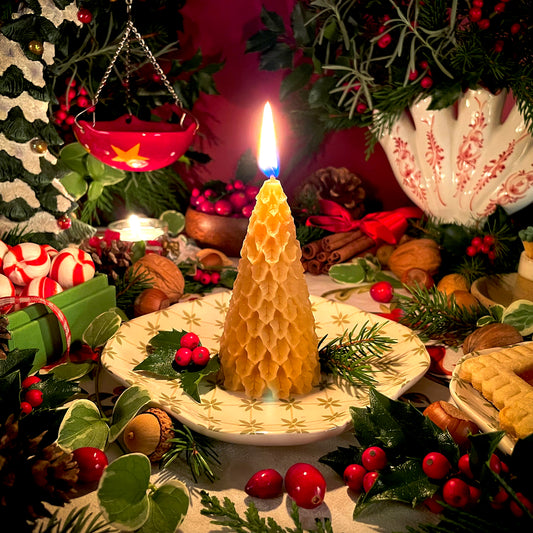 Charming Holly Tree Beeswax Candle
