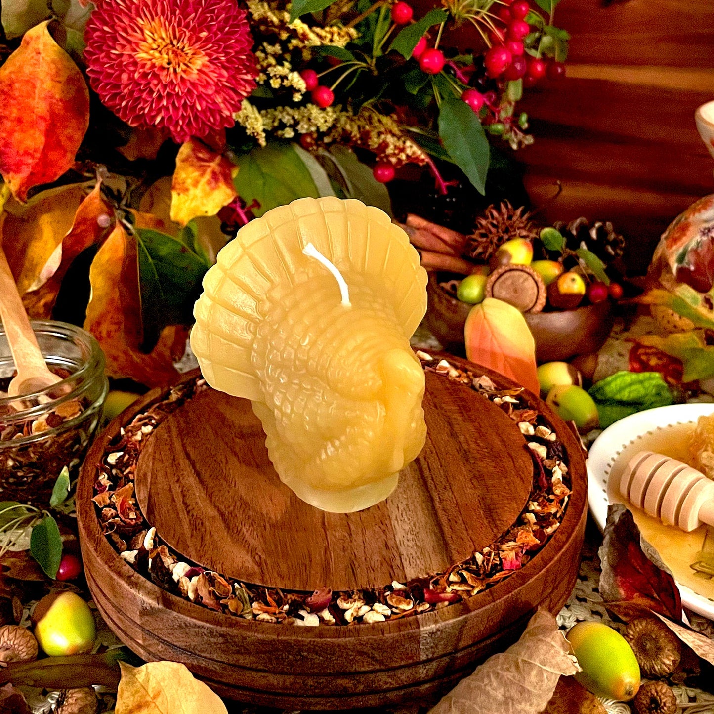 Golden Gobbler Beeswax Candle